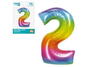 BALON FOLIOWY SMART "CYFRA 2" TĘCZOWA 76CM