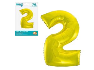 BALON FOLIOWY SMART "CYFRA 2" ZŁOTA 76CM