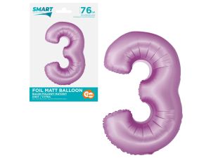 BALON FOLIOWY SMART CYFRA 3 LAWENDOWA MATOWA 76CM