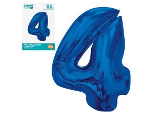 BALON FOLIOWY SMART CYFRA 4 NIEBIESKA 92CM GODAN