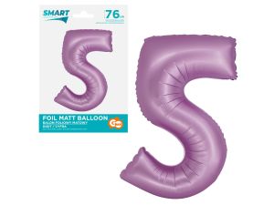 BALON FOLIOWY SMART CYFRA 5 LAWENDOWA MATOWA 76CM