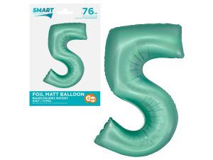 BALON FOLIOWY SMART CYFRA 5 MIĘTOWA MATOWA 76CM
