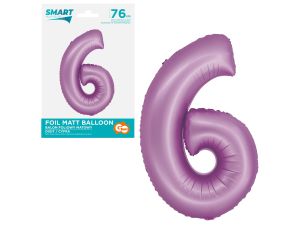 BALON FOLIOWY SMART CYFRA 6 LAWENDOWA MATOWA 76CM