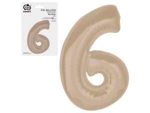 BALON FOLIOWY SMART CYFRA 6 MAT LATTE 92CM GODAN