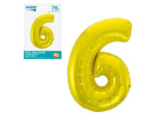 BALON FOLIOWY SMART "CYFRA 6" ZŁOTA 76CM