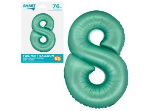 BALON FOLIOWY SMART CYFRA 8 MIĘTOWA MATOWA 76CM