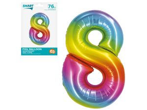 BALON FOLIOWY SMART "CYFRA 8" TĘCZOWA 76CM
