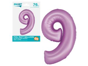 BALON FOLIOWY SMART CYFRA 9 LAWENDOWA MATOWA 76CM