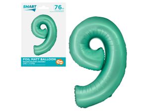 BALON FOLIOWY SMART CYFRA 9 MIĘTOWA MATOWA 76CM