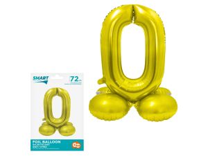 BALON FOLIOWY SMART CYFRA STOJĄCA 0 ZŁOTA 72CM