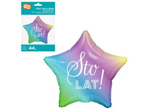 BALON FOLIOWY STO LAT GWIAZDA GRADIENT NADR BIAŁY