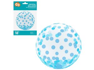 BALON KRYSZTAŁOWY NIEBIESKIE GROCHY 18" GODAN