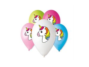 BALON PREMIUM JEDNOROŻEC KOLOROWY 12'' 5SZT. GODAN