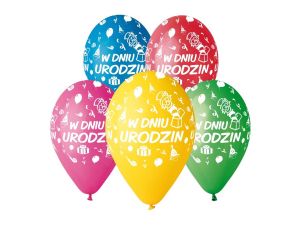 BALON PREMIUM W DNIU URODZIN 12  - 5 SZT GODAN