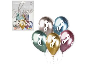 BALON SHINY PREMIUM HEL JEDNOROŻEC 13" 5SZT GODAN