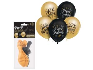 BALONY B&C 12" Z NADR 40 ZŁOTE I CZARNE 5SZT
