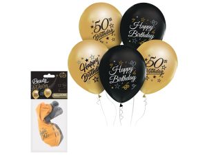 BALONY B&C 12" Z NADR 50 ZŁOTE I CZARNE 5SZT GODAN