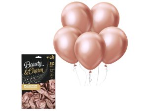 BALONY BEAUTY&CHARM PLATYNOWE RÓŻOW-ZŁOTE 50SZT