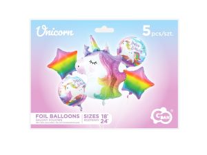 BALONY FOLIOWE ZESTAW JEDNOROŻEC 5SZT GODAN