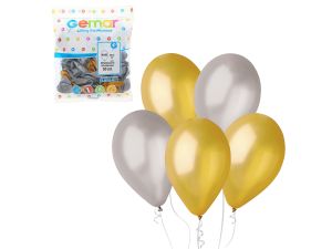 BALONY GM90 METAL 10" ZŁOTE I SREBRNE 50SZT GODAN