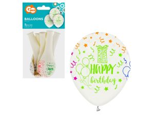 BALONY HAPPY BIRTHDAY 12" 5 SZT GODAN