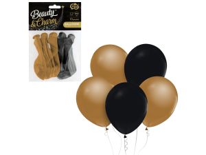 BALONY METALIKI ZŁOTE I CZARNE 12" 10SZT GODAN