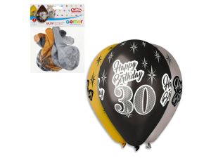 BALONY PREMIUM HAPPY BIRTHDAY 30 METAL. 12"/ 6 SZT