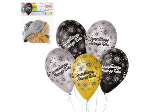 BALONY PREMIUM SZCZĘŚLIWEGO NOWEGO ROKU 12' 6SZT