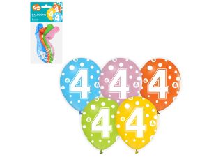 BALONY Z CYFRAMI 4 12" 5SZT GODAN