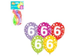BALONY Z CYFRAMI 6 12" 5SZT GODAN