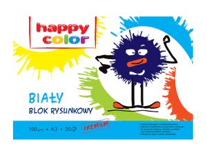 BLOK RYSUKOWY BIAŁY A3 100G 20 ARKUSZY HAPPY COLOR