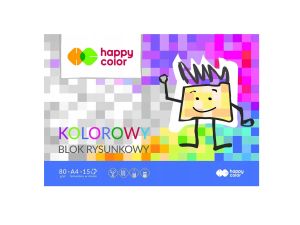 BLOK RYSUKOWY KOLOR A4 80G 15 ARKUSZY HAPPY COLOR