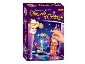 CEKINOWY OBRAZEK LONDYN NOCĄ RANOK