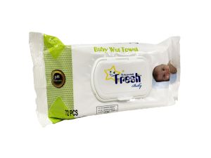 CHUSTECZKI NAWILŻANE FRESH BABY A'72 Z KLIPS ZIELONE