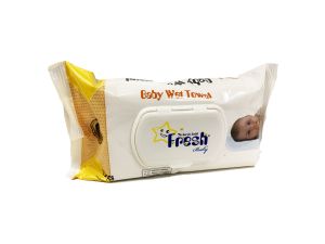 CHUSTECZKI NAWILŻANE FRESH BABY A'72 Z KLIPS ŻÓŁTE