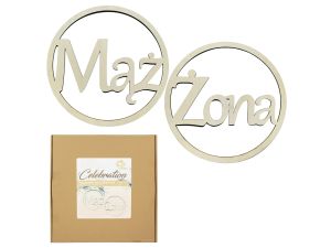 DEKORACJA DREWNIANA MĄZ I ŻONA 42CM 2SZT