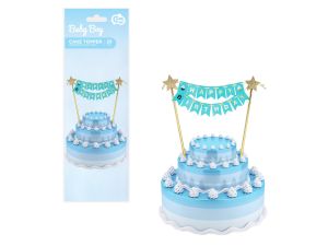 DEKORACJA PAPIEROWA B&G NA TORT J NIEBIESKA 25CM 