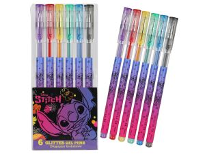 DISNEY BLACK DŁUGOPISY BROKATOWE 6 KOL STITCH