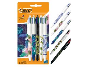 DŁUGOPIS AUTOM. 4 COLOURS BOTANICAL 1,0mm 5szt BIC