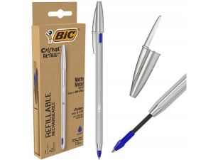 DŁUGOPIS CRISTAL RENEW METAL NIEBIESKI +2 WKŁADY BIC