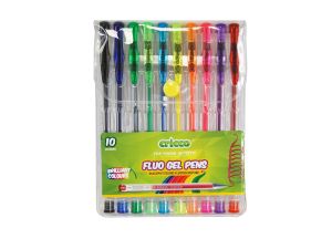 DŁUGOPISY ŻELOWE FLUO. CRICCO 10 KOL. ETUI