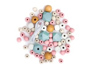 DREWNIANE KORALIKI KOLOROWE PASTEL 80SZT DALPRINT
