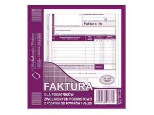 FAKTURA VAT DLA ZWOLNIONYCH Z PODATKU 2/3 A5 204-4