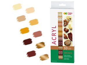 FARBA AKRYLOWA ZESTAW 10KOLX12ML ODCIENIE BRĄZU