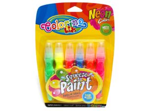 FARBY W TUBACH NEON Z PĘDZELKIEM 6 KOLORÓW