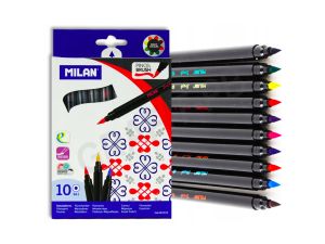 FLAMASTRY Z PĘDZELKIEM 10 KOLORÓW 0612610 MILAN