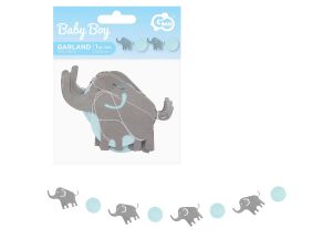 GIRLANDA PAPIEROWA B&G SŁONIKI NIEBIESKA 200CM 