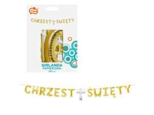 GIRLANDA PAPIEROWA CHRZEST ŚWIĘTY ZŁOTA 1,8M