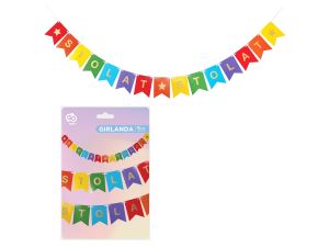 GIRLANDA PAPIEROWA STO LAT KOLOROWA FLAGI 14X18CM