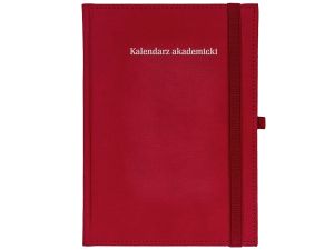 KALENDARZ AKADEMICKI A5 TYG PIKO Z GUMKĄ CZERWONY